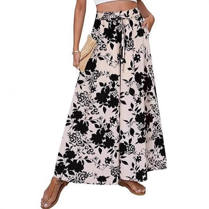 Chic and Style Women's Wide Leg Beach Pants with Floral Pattern