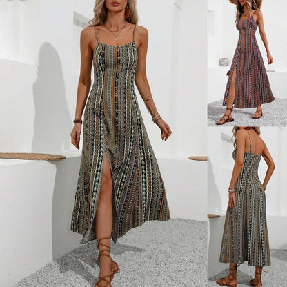Robe maxi rayée bohémienne Chic und Stil pour femmes