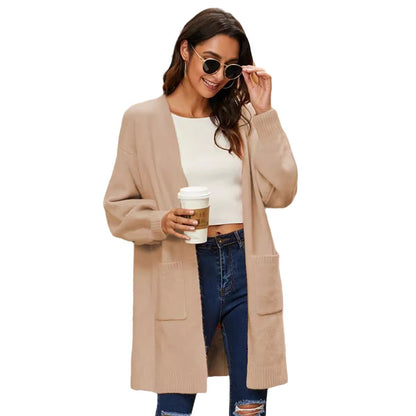 Dames gros tricot kimono cardigan avec manches ouvertes et poches pratiques Chic und Stil