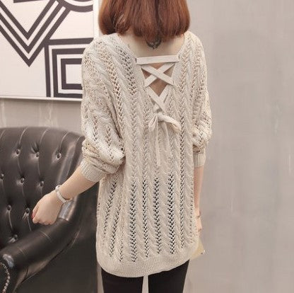 Pull en tricot pour femmes avec un élégant décolleté en V et un motif ajouré décontracté Chic und Stil