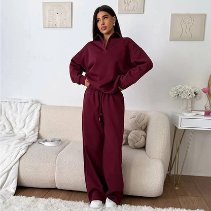 Ladies comfortable polo and wide pants set Chic and Style