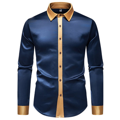 Chemise élégante à manches longues pour homme avec des accents satinés Chic und Stil