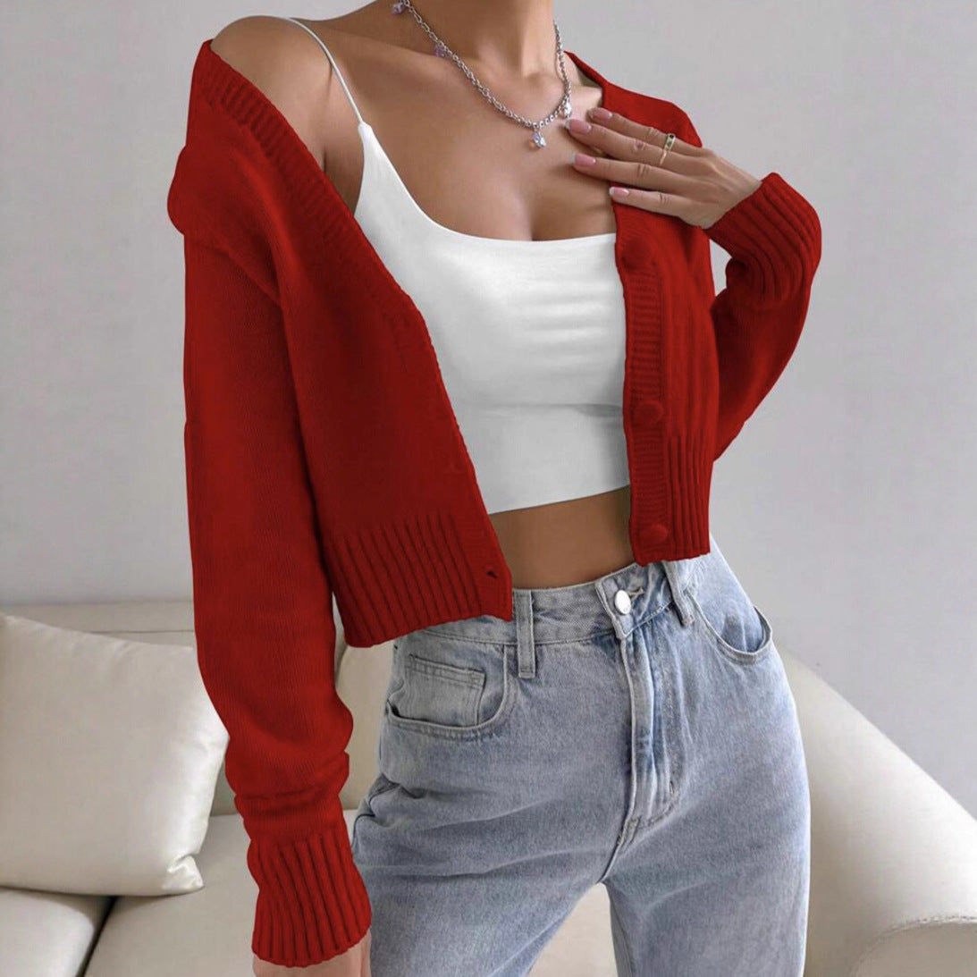 Dames cardigan à manches courtes avec un design en fine maille côtelée Chic und Stil