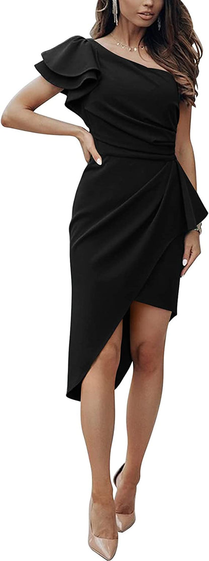 Dames Robe portefeuille élégante avec ourlet asymétrique et détails en dentelle Chic und Stil