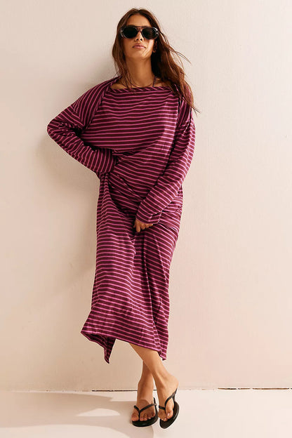 Robe de plage pour femmes avec manches longues et design rayé Chic und Stil