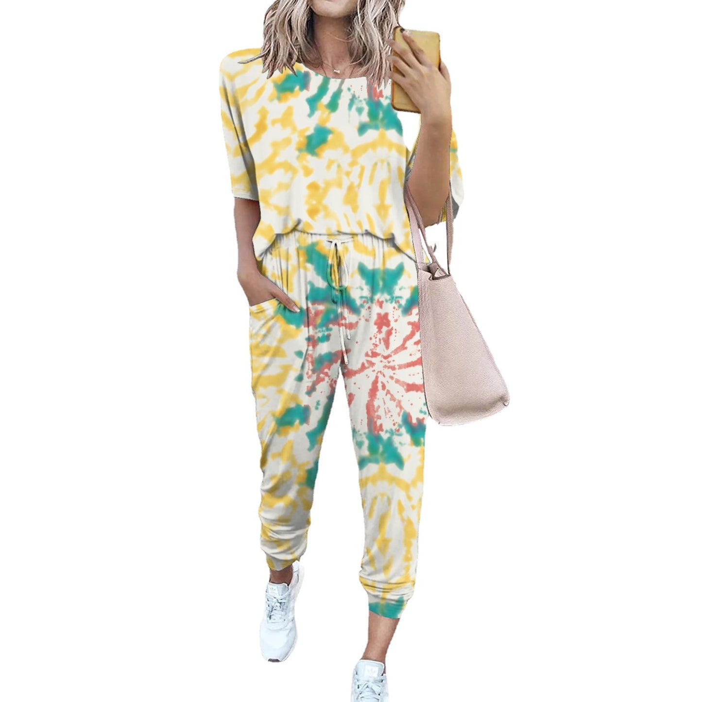 Dames combinaison décontractée légère avec un motif tie-dye frappant et des poches pratiques Chic und Stil