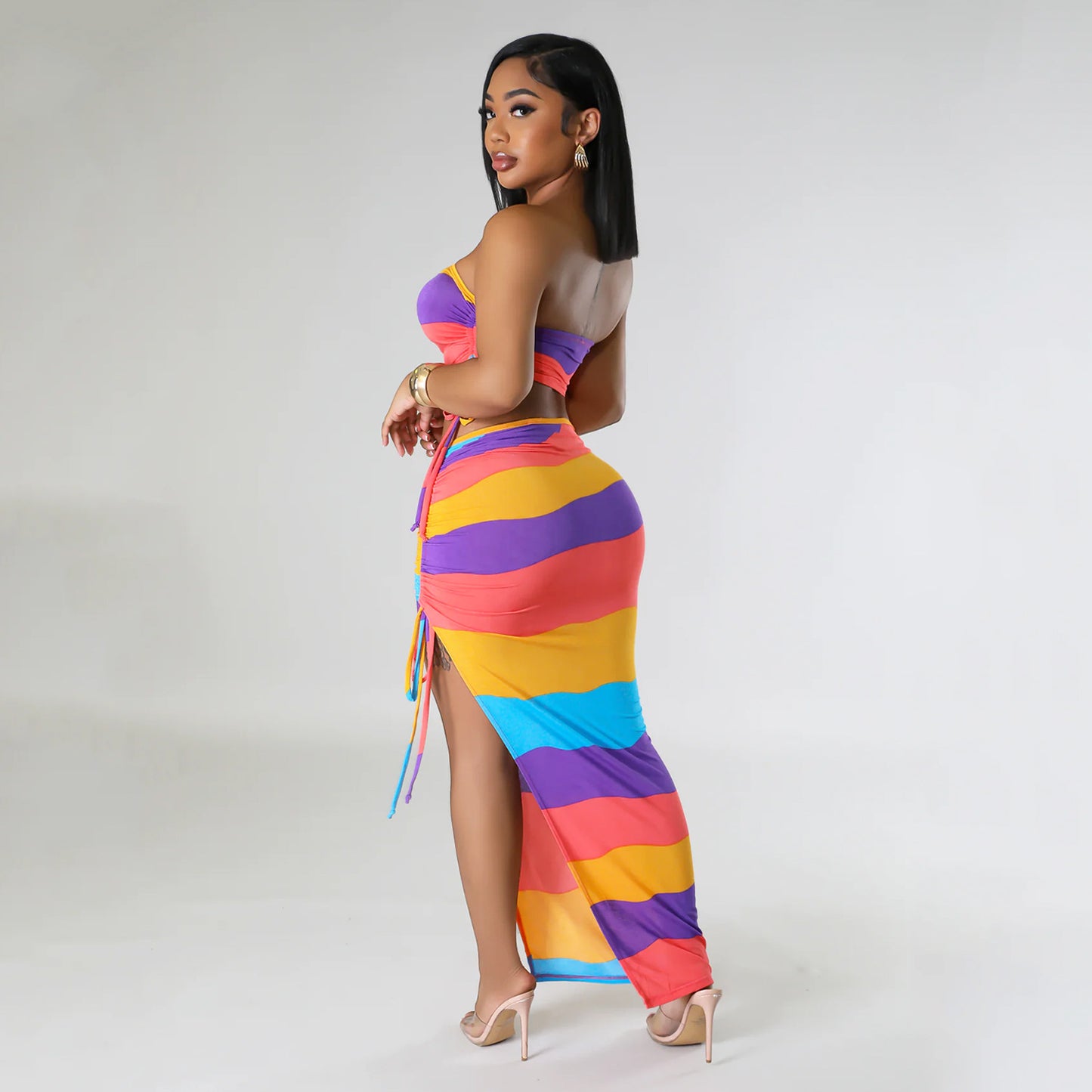 Women's Two Piece Maxi Dress Set Colorful Chic and Stylish