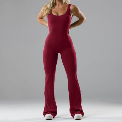 Women's Flared Sport Jumpsuit with Soft Material - Chic and Stylish