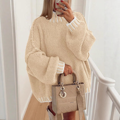 Pull en gros tricot décontracté pour femmes avec motif rayé moderne Chic und Stil