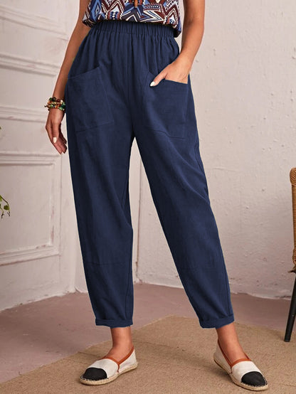Ladies Comfortable Summer Pants with Elastic Waist and Practical Pockets Chic and Style