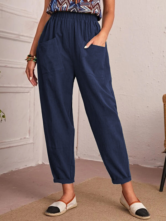 Ladies Comfortable Summer Pants with Elastic Waist and Practical Pockets Chic and Style