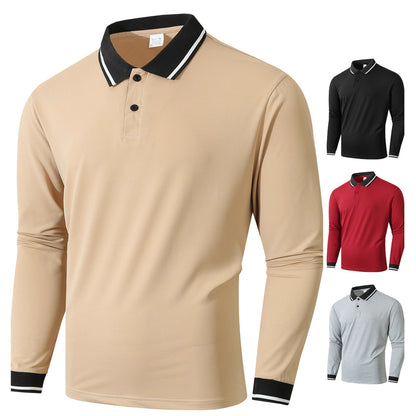 Men's long sleeve polo shirt with sporty ribbed structure Chic and Style