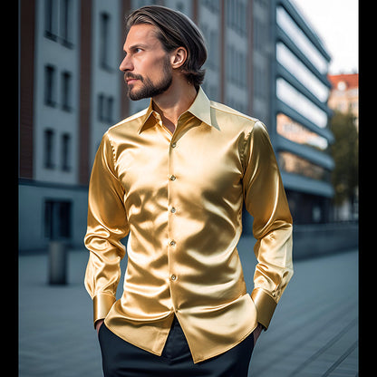 Chemise pour hommes en satin brillant avec col moderne Chic und Stil