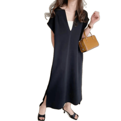 Dames Élégant Robe Maxi Décolleté en V Chic und Stil