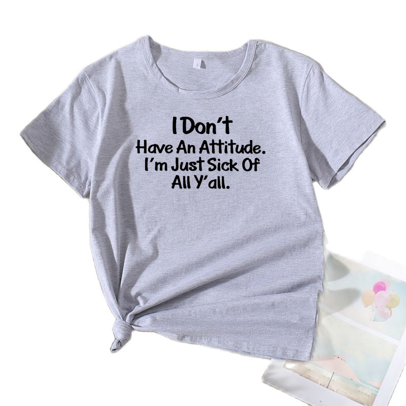 Dames Freizeit Attitude Graphique T-Shirt Chic und Stil