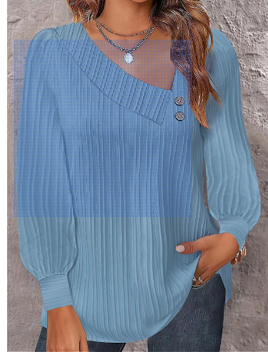 Dames Élégant haut avec design côtelé texturé et détails de boutons Chic und Stil