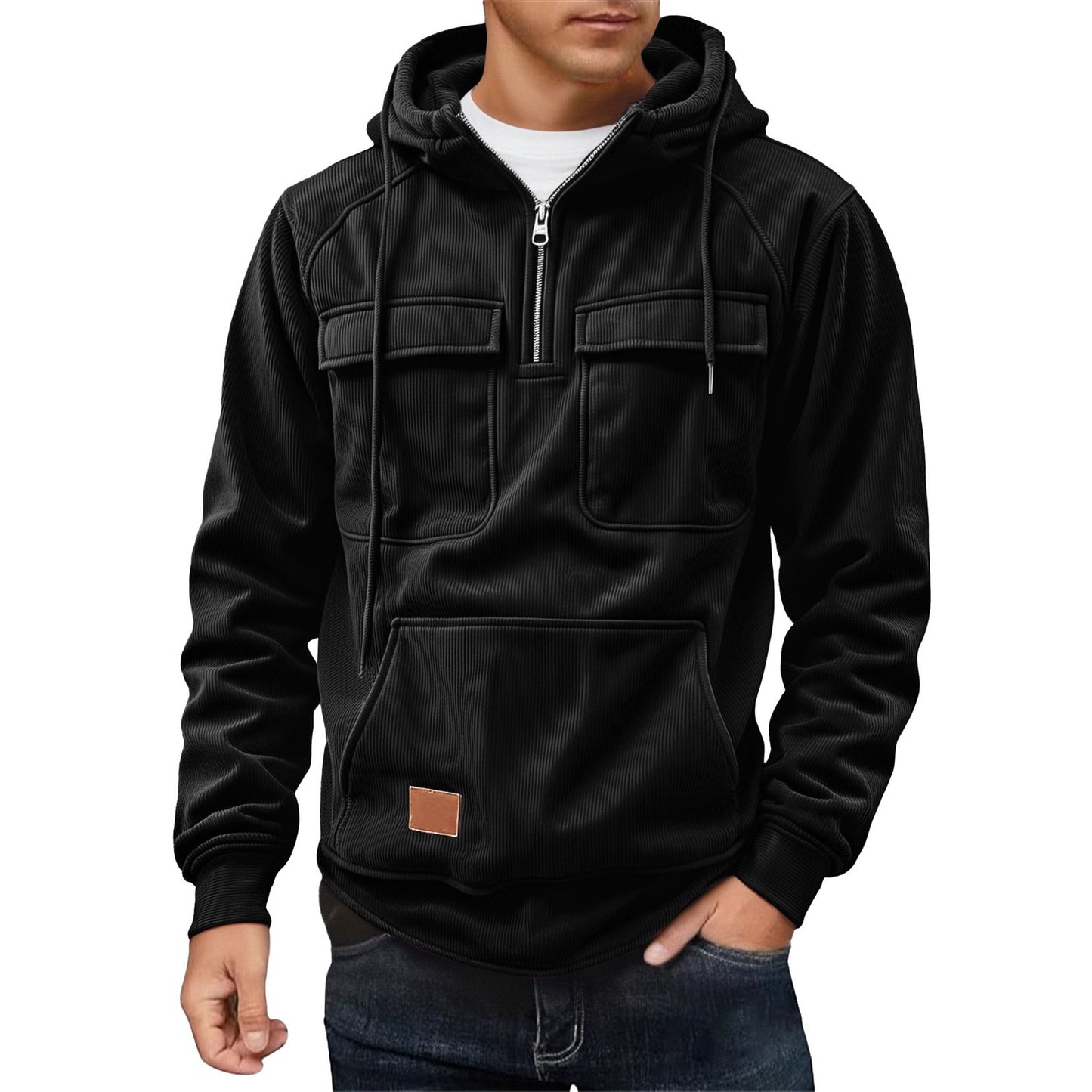 Pull en polaire pour hommes avec col zippé et poches pratiques Chic und Stil