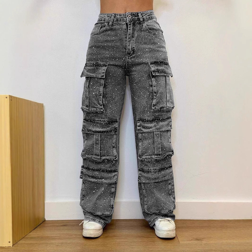 Dames Cargo Jeans avec plusieurs poches et coupe décontractée Chic und Stil