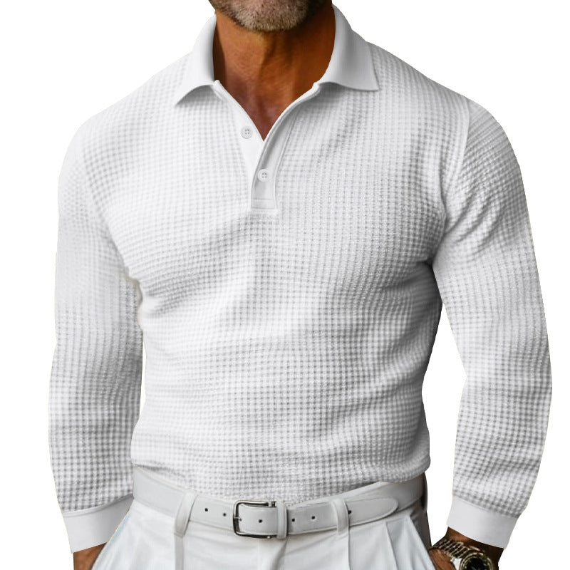Chemise polo à manches longues pour hommes en tissu texturé Chic und Stil
