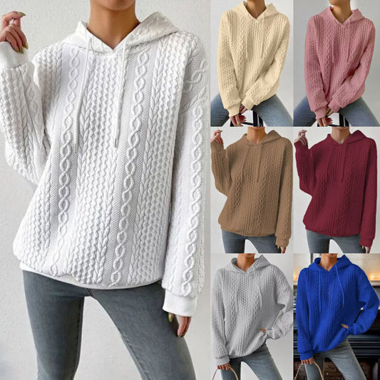 Pull en tricot de haute qualité pour femmes avec capuche et motif en torsade décoratif Chic und Stil