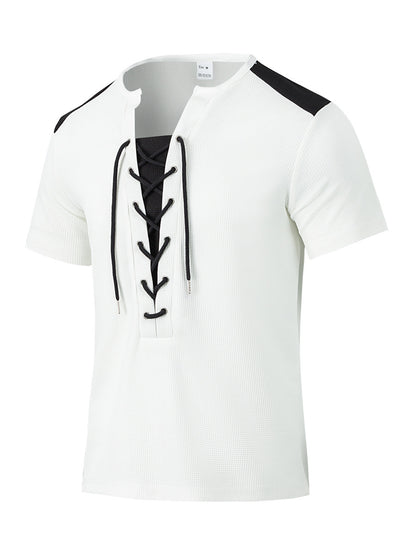 Chemise à manches courtes pour homme avec design sportif à lacets Chic und Stil