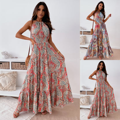 Robe maxi pour femmes en style boho avec décolleté nageur et jupe fluide Chic und Stil