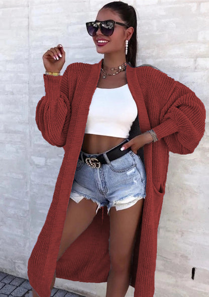 Dames carte tricot décontractée avec décolleté en V profond et poches généreuses Chic und Stil