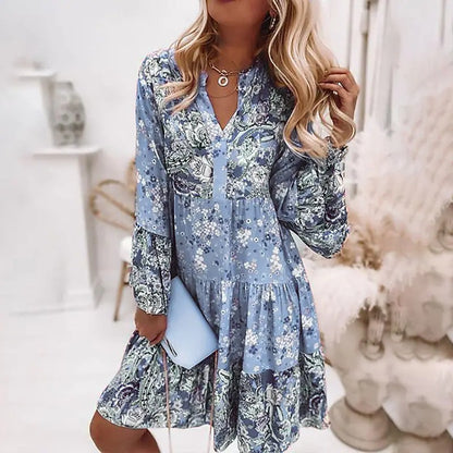 Robe tiered florale bohémienne pour femmes Chic und Stil