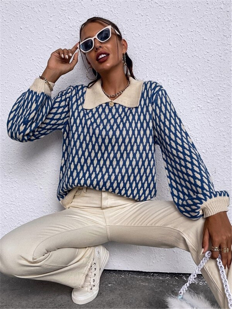 Pull femme designer avec col contrasté Chic und Stil