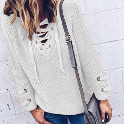Pull en tricot pour femmes avec un design de lacets décoratif et une coupe confortable Chic und Stil