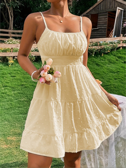 Robe d'été pour femmes avec volants et bretelles spaghetti réglables Chic und Stil