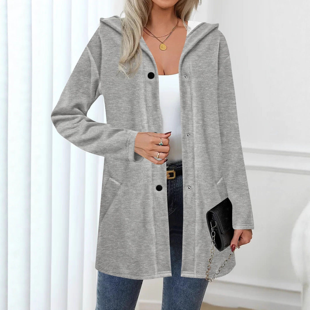 Dames Cardigan long tendance avec capuche et poches pratiques Chic und Stil