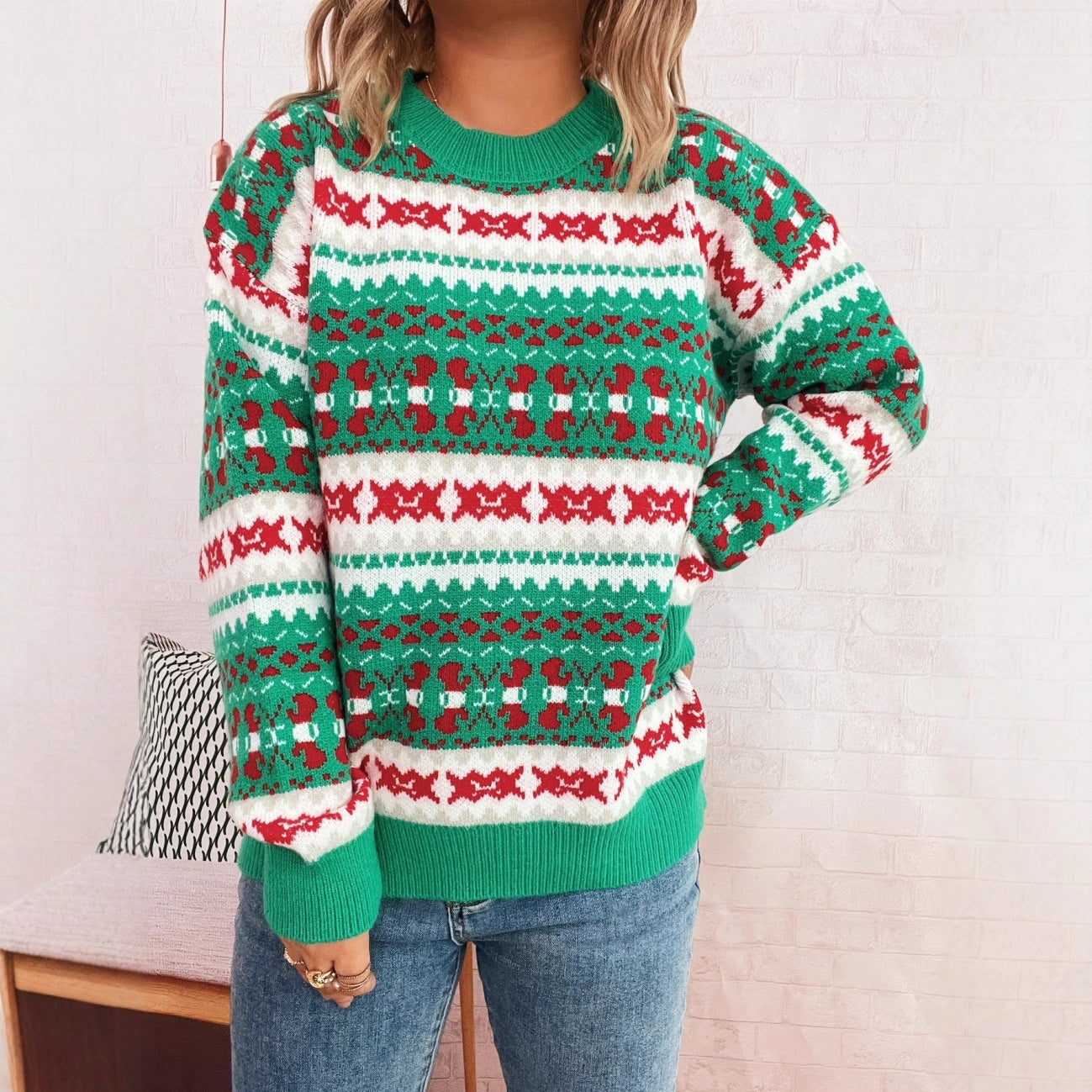 Pull en laine pour femmes avec motif festif et coupe décontractée Chic und Stil