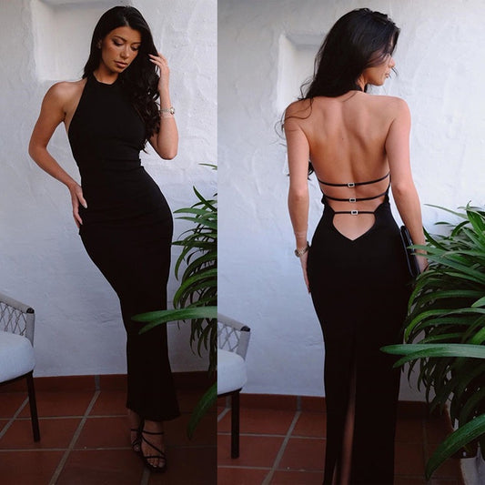 Elegant maxi dress for women with open back Chic and style