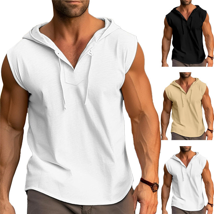 T-shirt d'entraînement sans manches pour hommes avec un design pratique à capuche Chic und Stil
