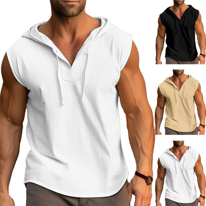 T-shirt d'entraînement sans manches pour hommes avec un design pratique à capuche Chic und Stil