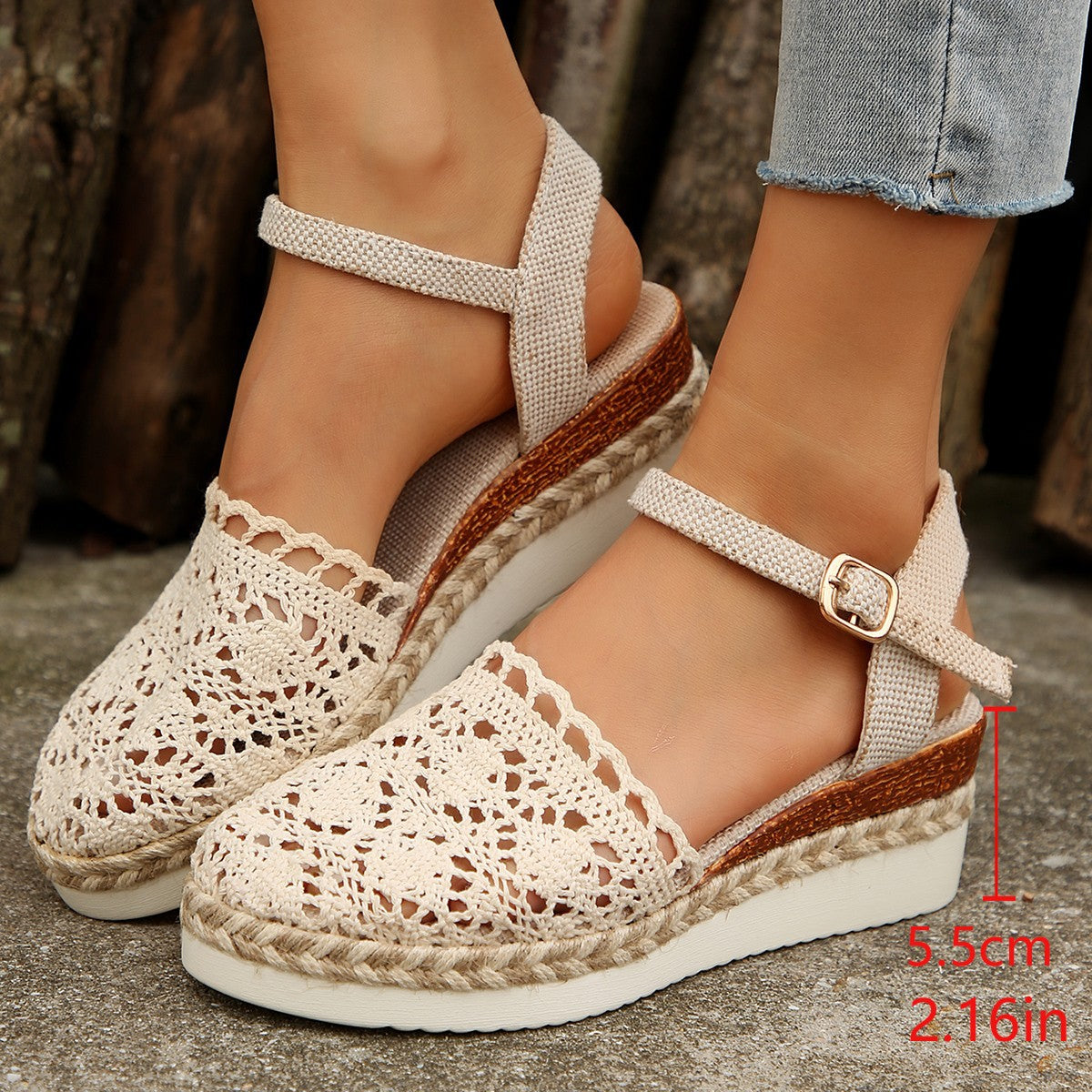 Dames espadrilles à brides chevilles en crochet Chic und Stil