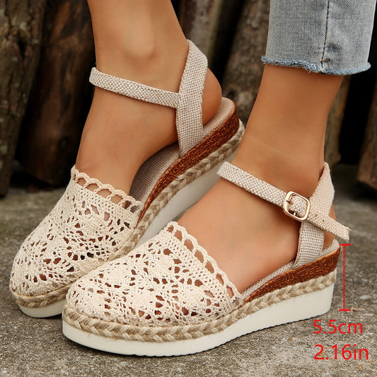 Dames espadrilles à brides chevilles en crochet Chic und Stil