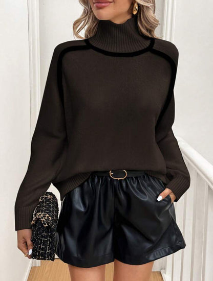 Pull à col roulé tendance pour femmes avec des rayures contrastées et une coupe décontractée Chic und Stil