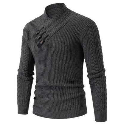 Pull en tricot pour hommes avec col asymétrique et zipper décoratif Chic und Stil
