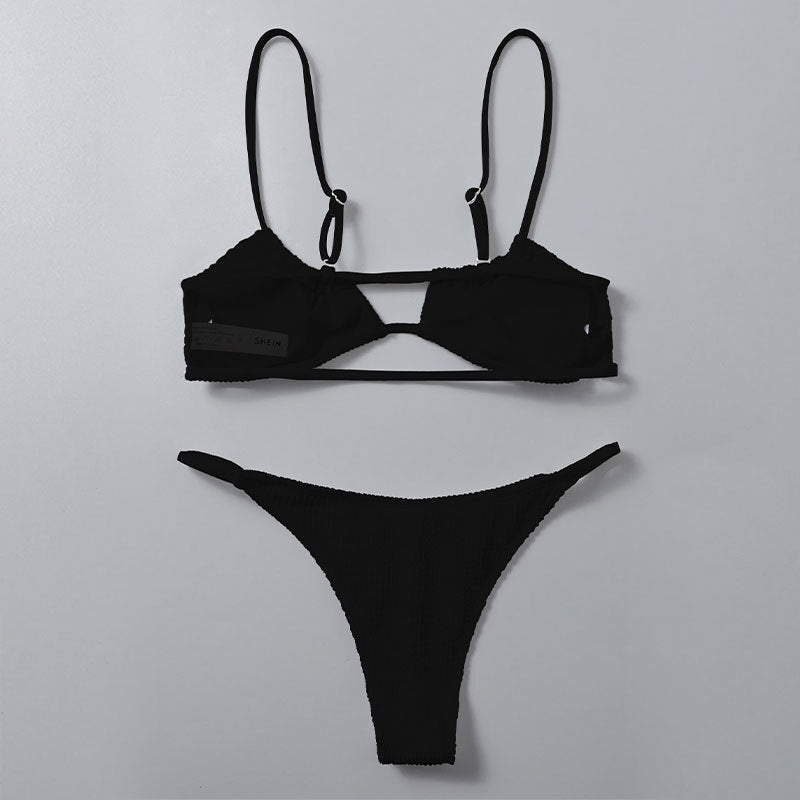 Dames Bralette Texturé Ensemble de Bikini Chic und Stil