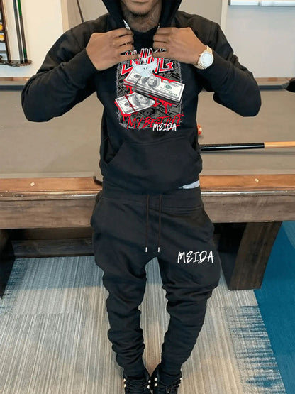 Women's sporty sweatshirt and jogger pants set with creative print Chic und Stil