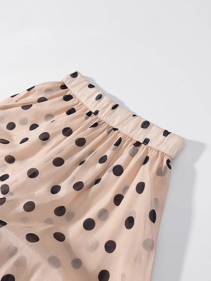 Maxi skirt for women with voluminous ruffles and polka dots Chic and Style