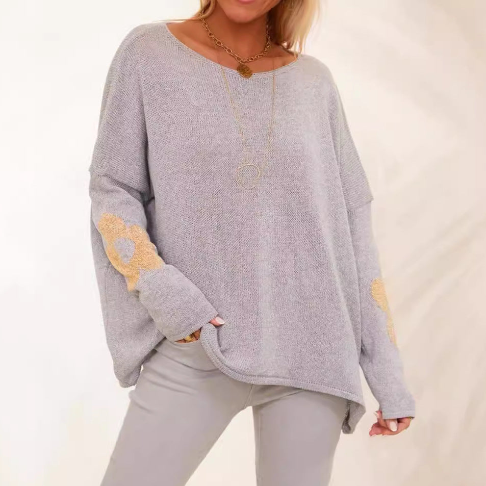 Pull-over pour femmes en tricot épais avec un design floral et une coupe ample Chic und Stil