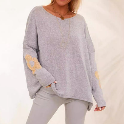 Pull-over pour femmes en tricot épais avec un design floral et une coupe ample Chic und Stil