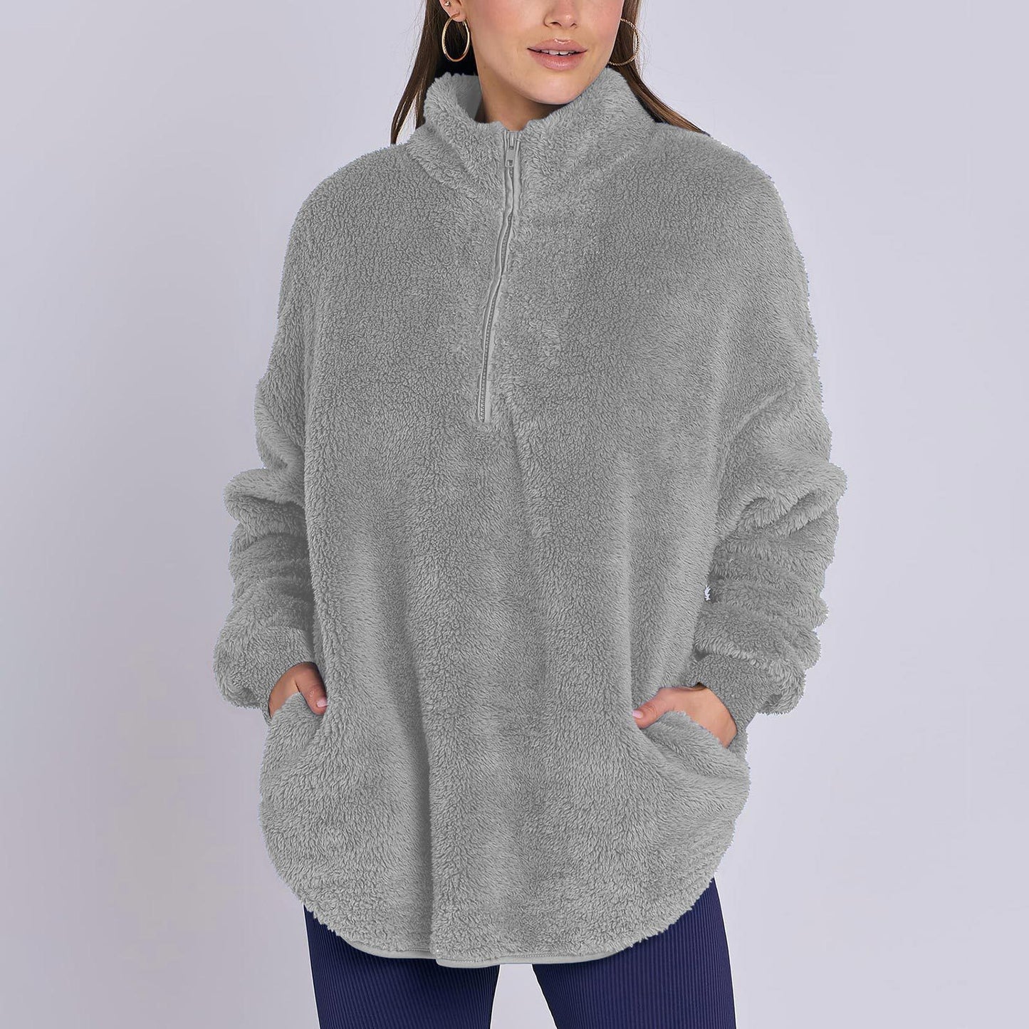 Dames pull zippé douillet Chic und Stil