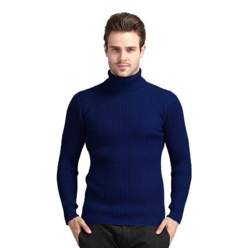 Pull à col roulé pour hommes en fine maille côtelée Chic und Stil