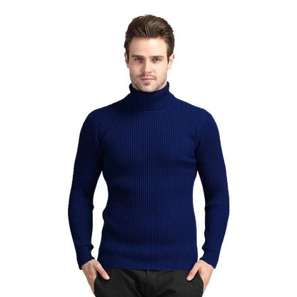 Pull à col roulé pour hommes en fine maille côtelée Chic und Stil