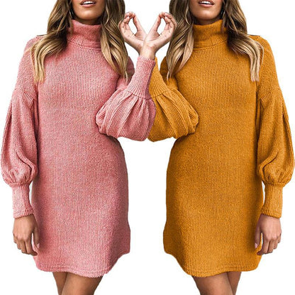 Robes pour femmes avec col haut et manches volumineuses Chic und Stil