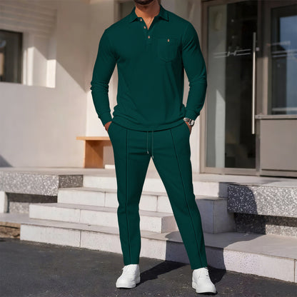 Costume de loisirs élégant pour hommes avec haut structuré et pantalons confortables Chic und Stil